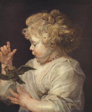 Niño con pájaro barroco Peter Paul Rubens Pinturas al óleo